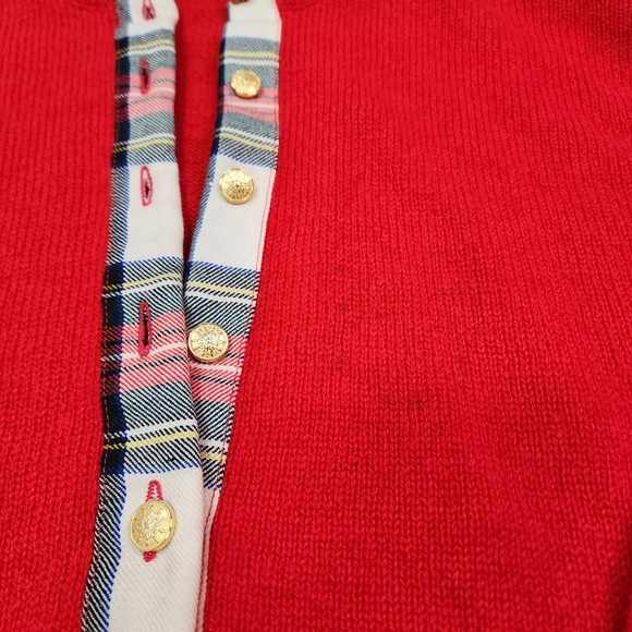 VINTAGE WOOL Archie Brown & Son of Bermuda Red Plaid Button Up Cardigan - Picture 4 of 16